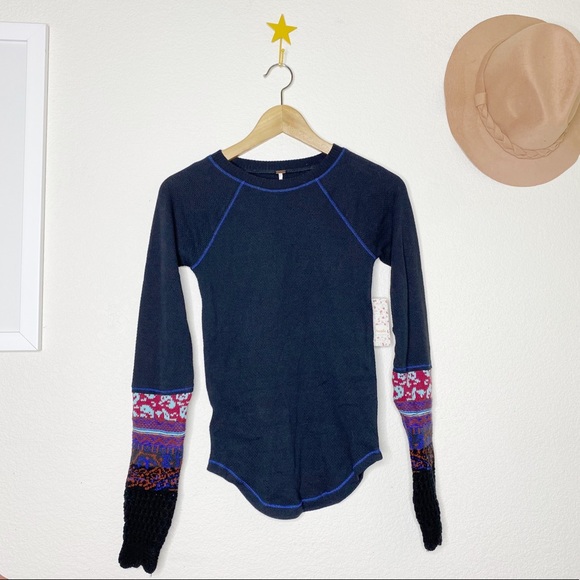 New Free People Mixed Cuff WaffleThermal - Picture 1 of 7